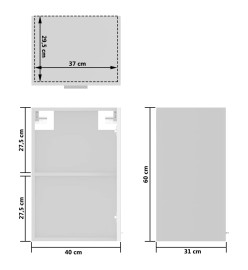 Armoire en verre suspendue Blanc brillant 40x31x60 cm Aggloméré