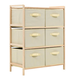 Étagère de rangement 6 paniers Tissu Bois de cèdre Beige