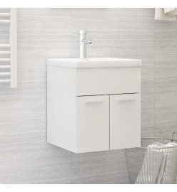 Armoire d'évier avec lavabo intégré Blanc brillant Aggloméré