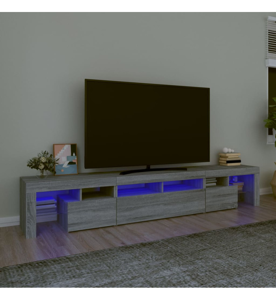 Meuble TV avec lumières LED Sonoma gris 230x36,5x40 cm