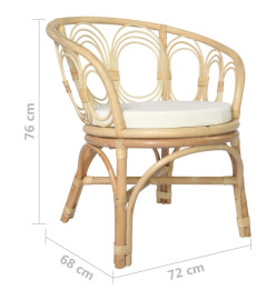 Chaise de salle à manger avec coussin Rotin naturel et lin