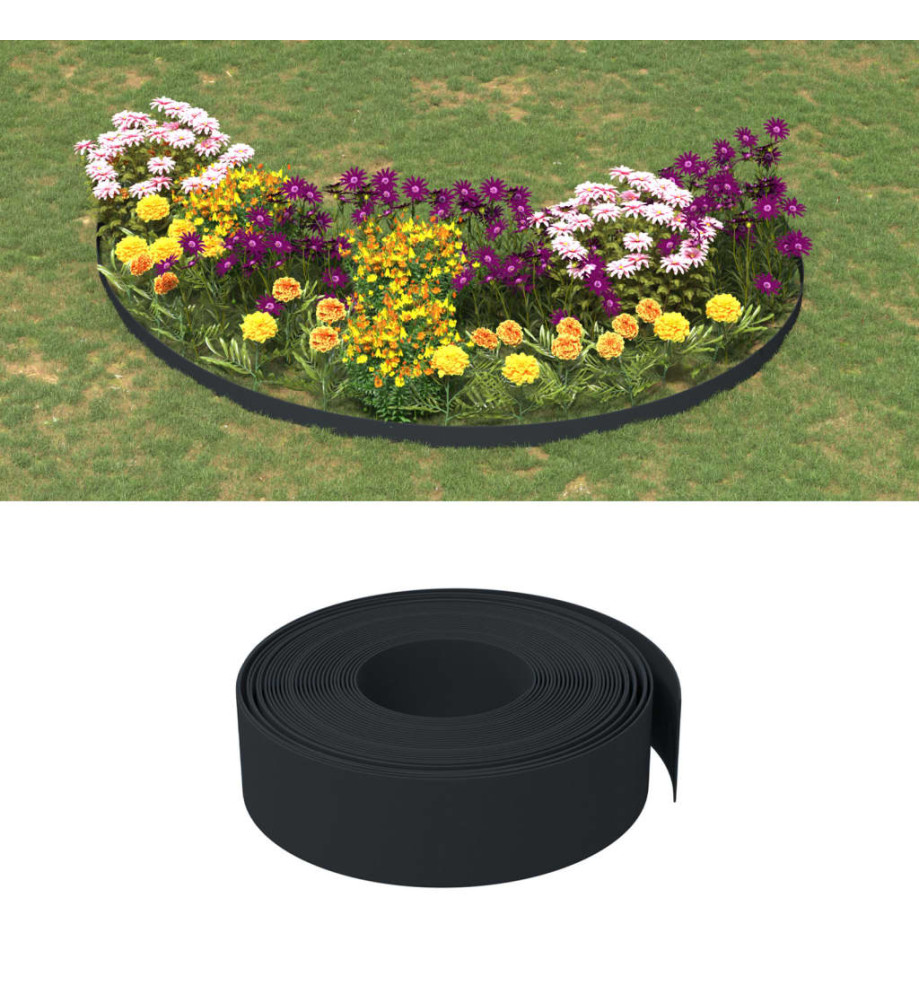 Bordures de jardin 4 pcs noir 10 m 15 cm polyéthylène