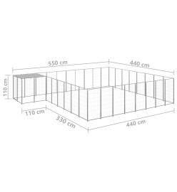 Chenil Argenté 20,57 m² Acier