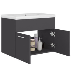 Armoire d'évier avec lavabo intégré Gris Aggloméré