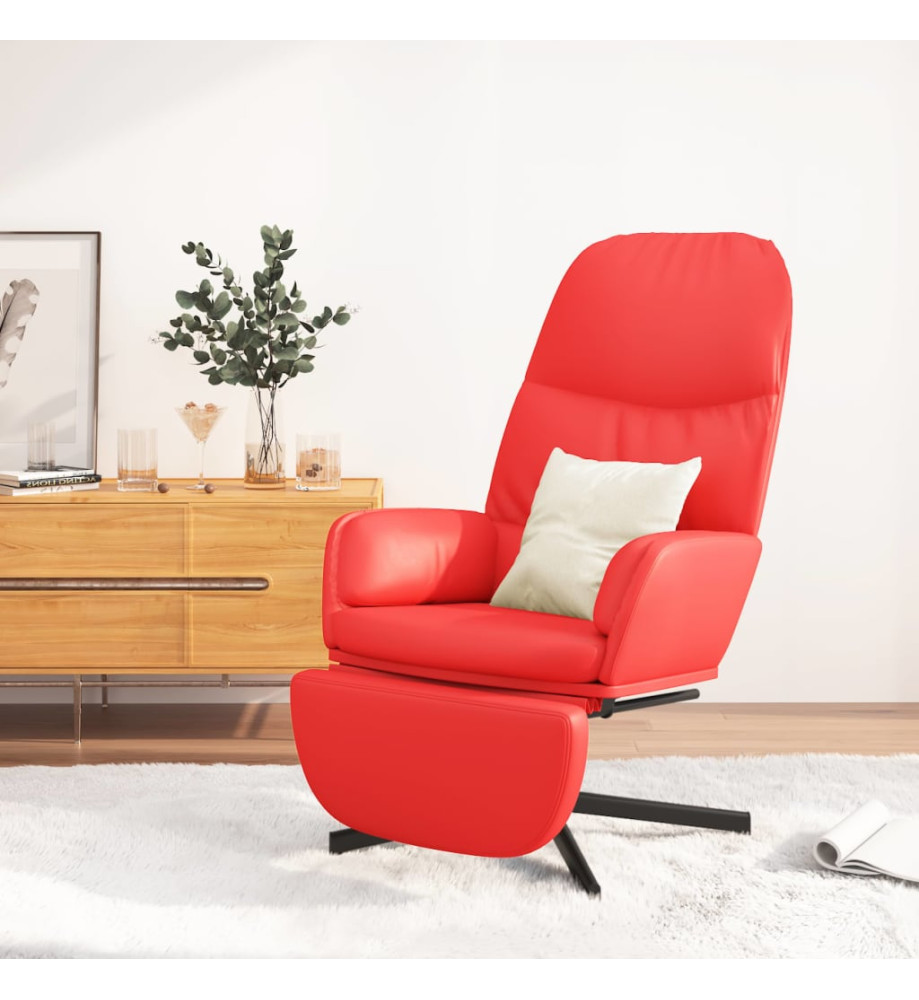 Chaise de relaxation avec tabouret Rouge Similicuir