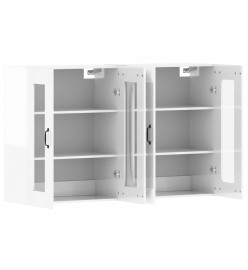 Armoires murales 2 pcs blanc brillant bois d'ingénierie