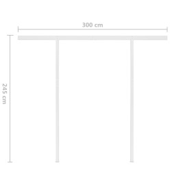 Auvent manuel rétractable avec poteaux 3,5x2,5 m Jaune et blanc