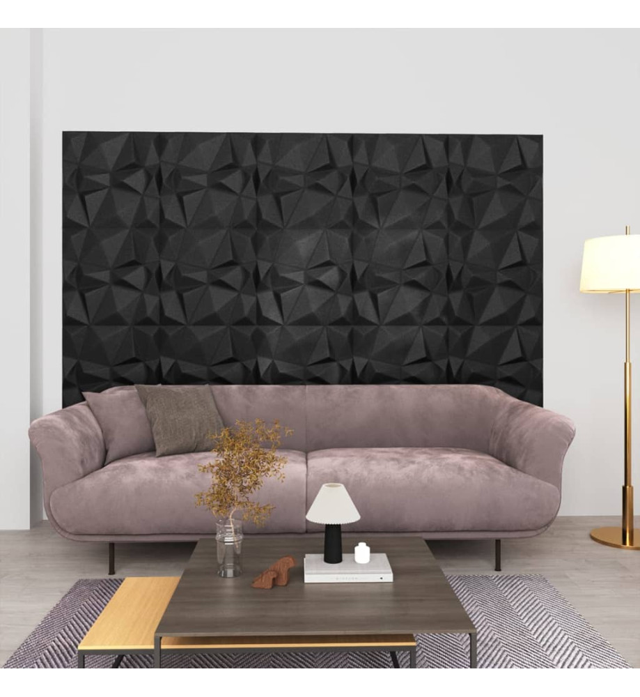 Panneaux muraux 3D 24 pcs 50x50 cm Noir diamant 6 m²