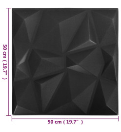 Panneaux muraux 3D 24 pcs 50x50 cm Noir diamant 6 m²