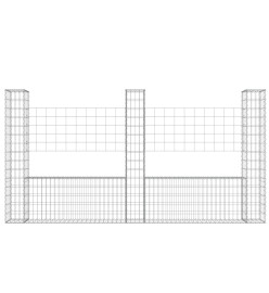 Panier de gabion en forme de U avec 3 poteaux Fer 260x20x150 cm