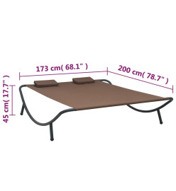 Chaise longue d'extérieur Tissu Marron