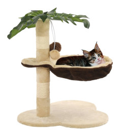 Arbre à chat avec griffoir en sisal 50 cm Beige et Marron