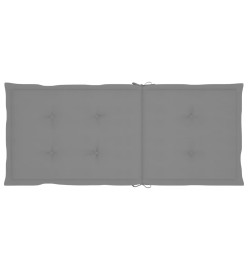 Chaises de jardin 2 pcs avec coussins gris Bois de teck massif