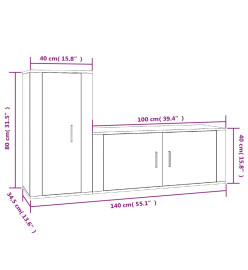 Ensemble de meubles TV 2 pcs Blanc Bois d'ingénierie