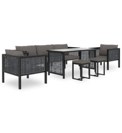 Salon de jardin 8 pcs avec coussins Résine tressée Anthracite