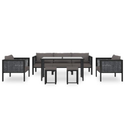 Salon de jardin 8 pcs avec coussins Résine tressée Anthracite