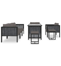 Salon de jardin 8 pcs avec coussins Résine tressée Anthracite