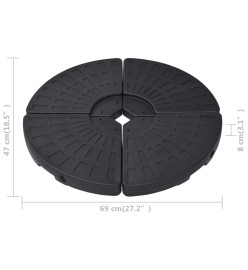 Socle de parasol en forme d'éventail 4 pcs Noir