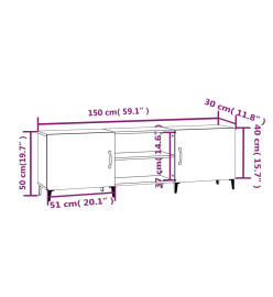 Meuble TV sonoma gris 150x30x50 cm bois d'ingénierie