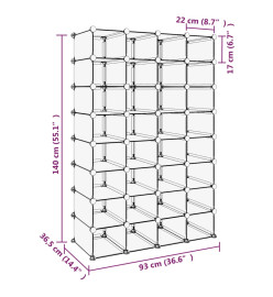 Étagère à chaussures Transparent 93x36,5x140 cm PP