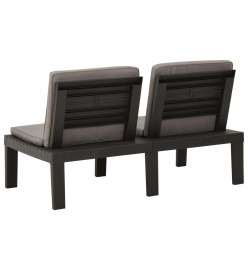 Banc de salon de jardin avec coussin Plastique Gris