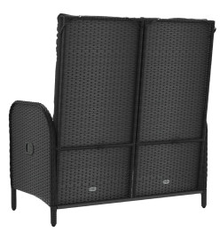 Banc de jardin inclinable avec coussins 107 cm Poly rotin Noir