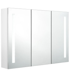 Armoire de salle de bain à miroir LED 89x14x62cm Blanc brillant