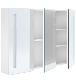 Armoire de salle de bain à miroir LED 89x14x62cm Blanc brillant