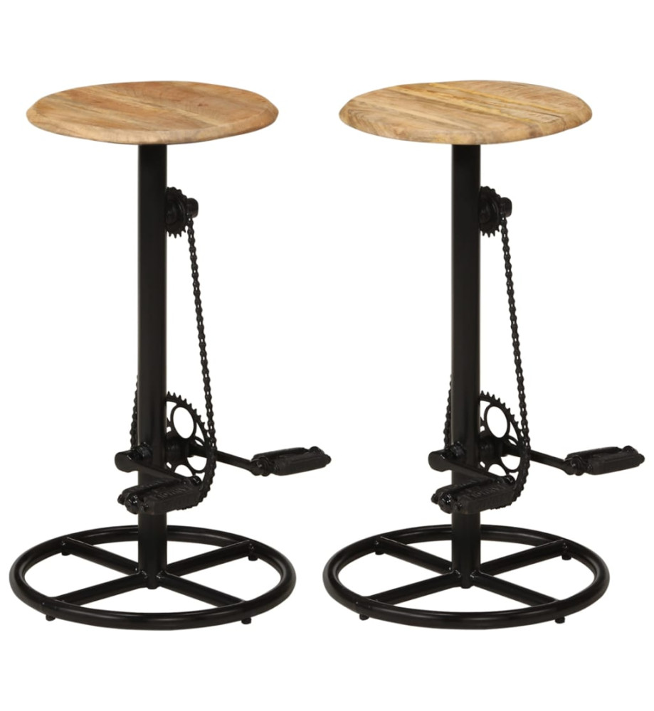 Chaises de bar lot de 2 bois de manguier solide