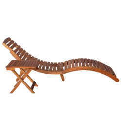 Chaise longue de jardin avec table et coussin Bois d'acacia