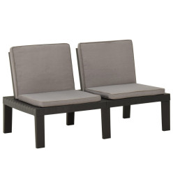 Salon de jardin 3 pcs avec coussins Plastique Gris