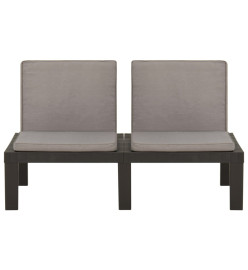 Salon de jardin 3 pcs avec coussins Plastique Gris
