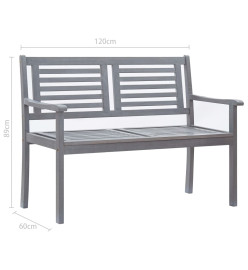 Banc de jardin 2 places 120 cm Gris Bois d'eucalyptus solide