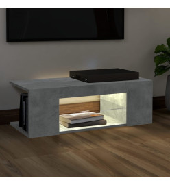 Meuble TV avec lumières LED gris béton 90x39x30 cm