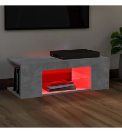 Meuble TV avec lumières LED gris béton 90x39x30 cm