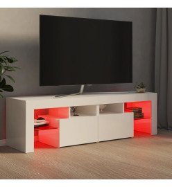 Meuble TV avec lumières LED Blanc brillant 140x36,5x40 cm