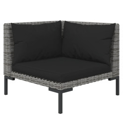 Salon de jardin 12 pcs avec coussins Résine tressée Gris foncé