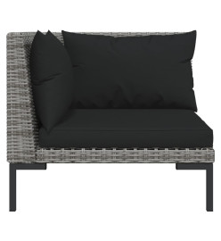 Salon de jardin 5 pcs avec coussins Résine tressée Gris foncé