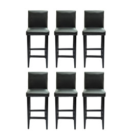 Tabourets de bar lot de 6 noir similicuir