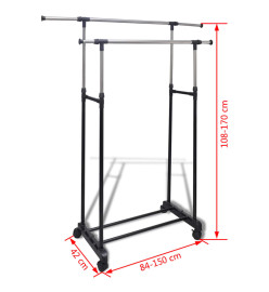 Porte-manteaux réglables 2 pcs 2 rails d'accrochage