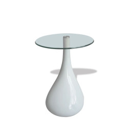 Table basse avec dessus de table en verre rond Blanc brillant