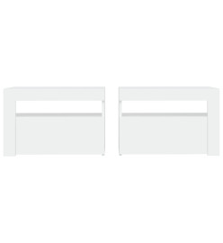 Tables de chevet 2 pcs avec LED Blanc 60x35x40 cm