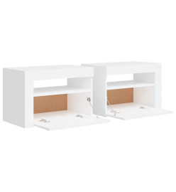 Tables de chevet 2 pcs avec LED Blanc 60x35x40 cm