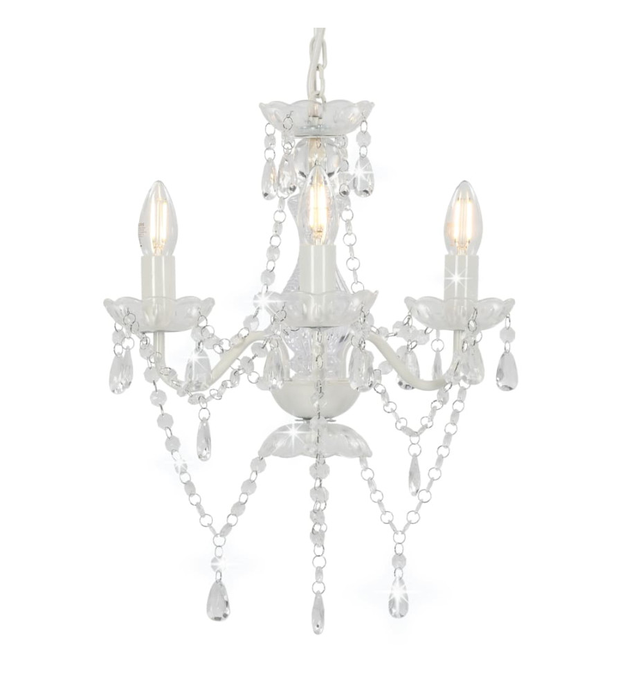 Lustre avec perles Blanc Rond 3 x E14