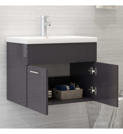 Armoire d'évier avec lavabo intégré Gris brillant Aggloméré