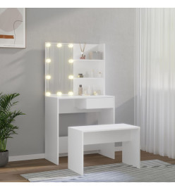 Ensemble de coiffeuse avec LED Blanc Bois d'ingénierie