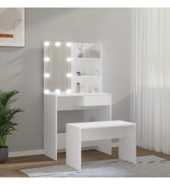 Ensemble de coiffeuse avec LED Blanc Bois d'ingénierie