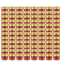 Pots à confiture avec couvercle doré 96 pcs Verre 110 ml