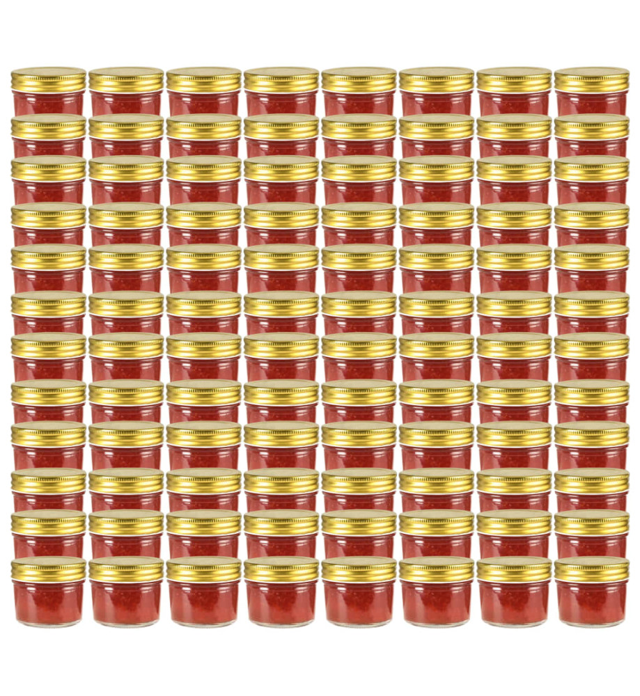 Pots à confiture avec couvercle doré 96 pcs Verre 110 ml