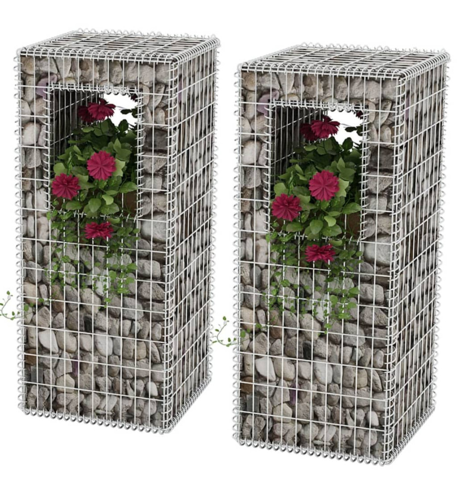 Jardinière/Poteau de panier gabion 2 pcs Acier 50x50x120 cm